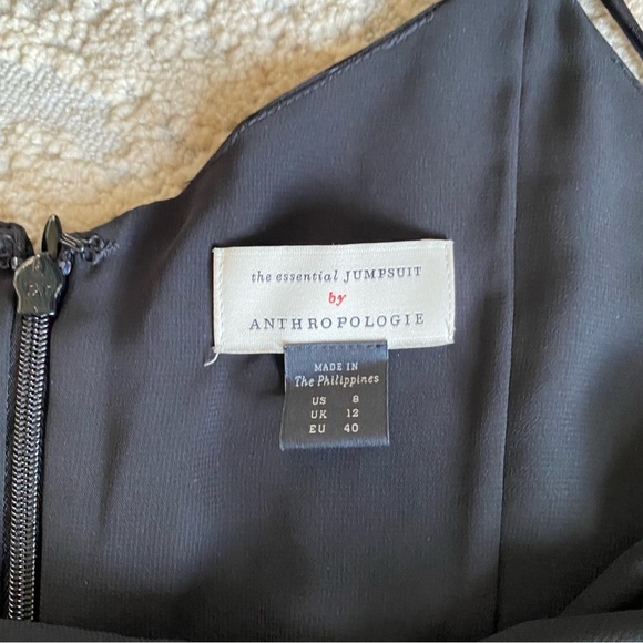 Anthropologie The Essential Jumpsuit Polka Dot Black V Neck Sleeveless Strappy - Picture 7 of 10